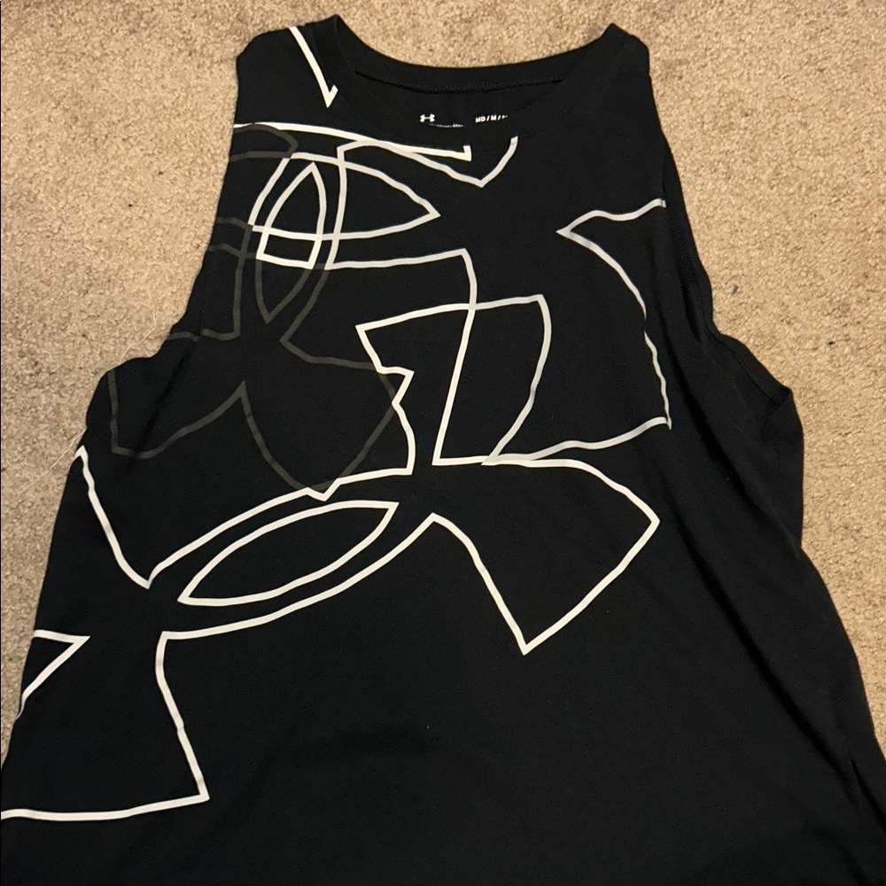 Under Armour Women's Black and White Muscle Tee
